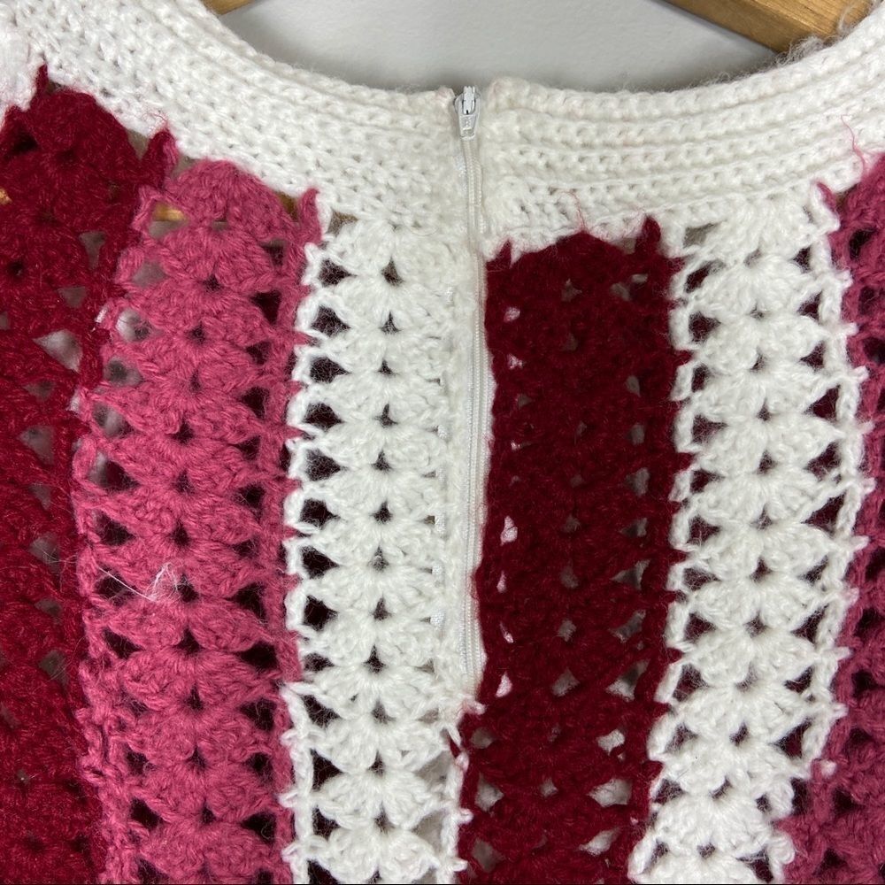 VINTAGE striped crochet mini sweater dress long sleeve - Picture 6 of 7
